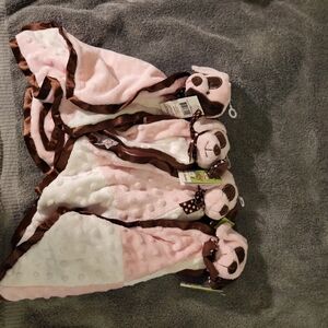 4ct Baby Ganz Pink and Brown Dog Security Blankets